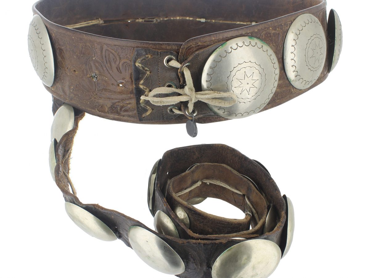 Southwest Indian Foundation Men's Concha Latigo Leather Belt