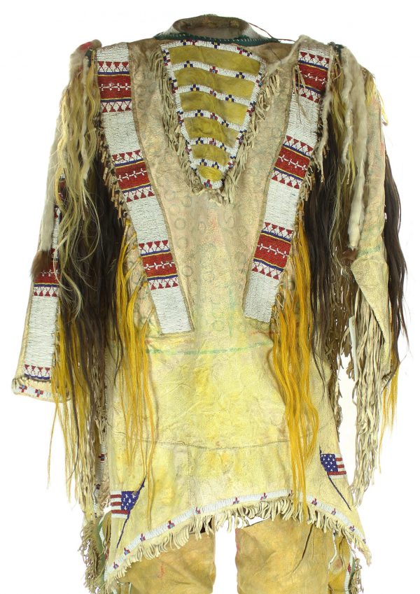 Antique Ponca Beaded Hide War Shirt and Leggings