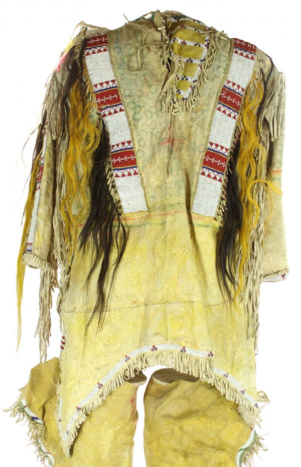 Antique Ponca Beaded Hide War Shirt and Leggings