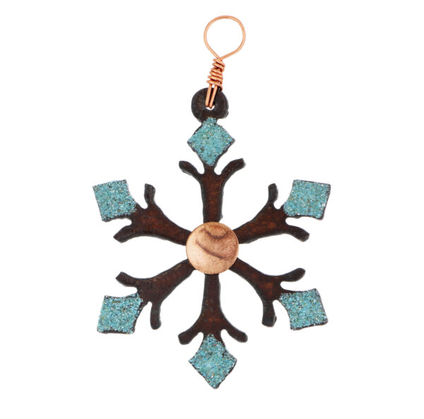 Snowflake Ornament with Copper and Turquoise
