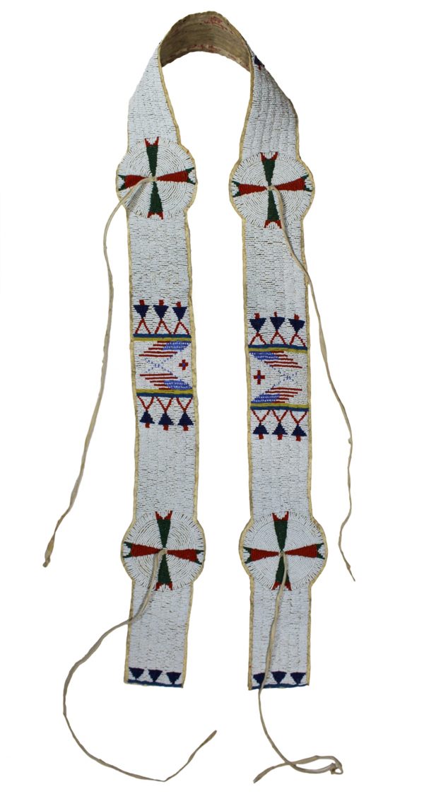 Vintage Sioux Beaded Hide Blanket Strip
