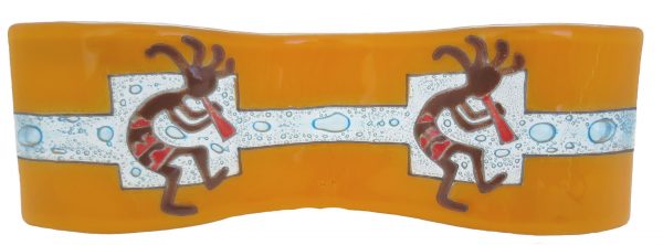 Two Kokopellis Wavy Glass Art - M017KOK5